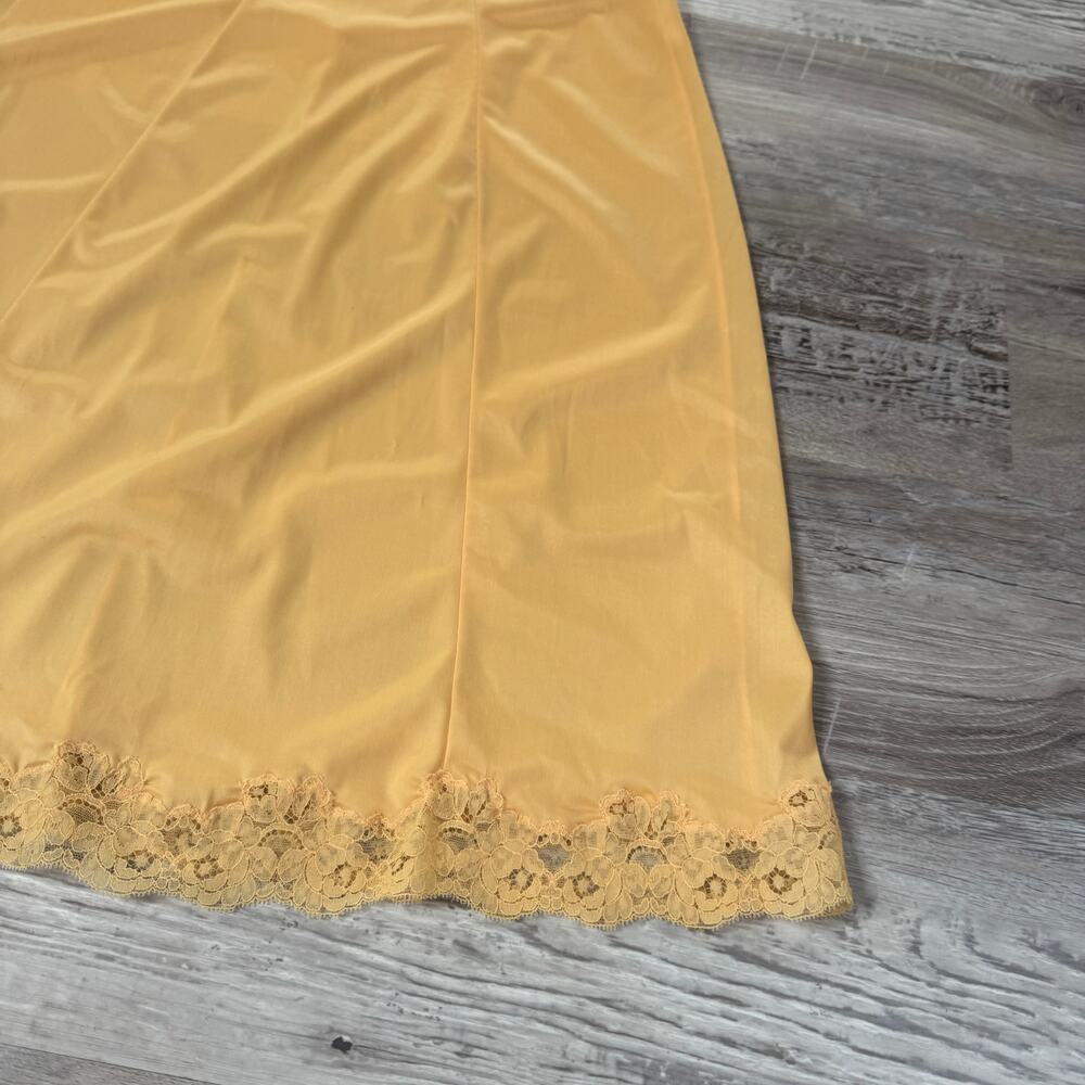 IMEC Vintage Italy Yellow Lace Slip Nightgown Chemise Lingerie Small 70s - Picture 2 of 7